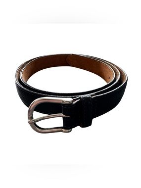 Women’s LL Bean Large Blue Pebbled  Genuine Full Grain Leather Belt Made in USA